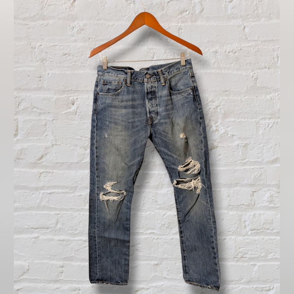Rare Men's Levi 501 xx Blank Red Circle R Tag Distressed Jeans 30 X 30